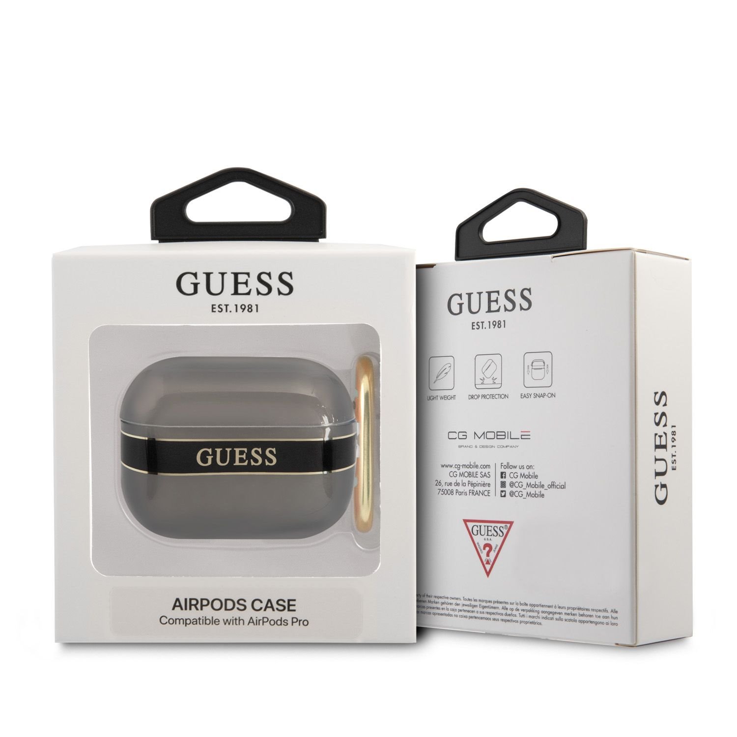 Silikonový kryt Guess TPU Printed Stripe pro Airpods Pro, černá