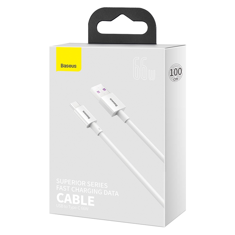 Datový kabel Baseus Superior Series Fast Charging Data Cable USB to Type-C 66W 1m, bílá