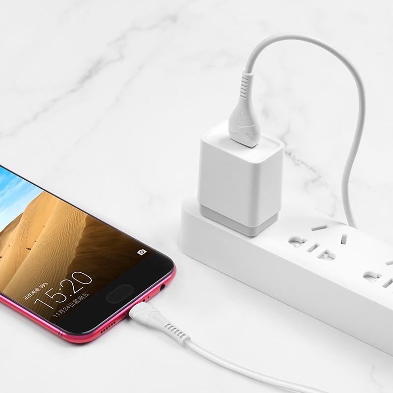 Datový kabel Hoco Cool Power Charging Data Cable for Micro USB 1M, bílá