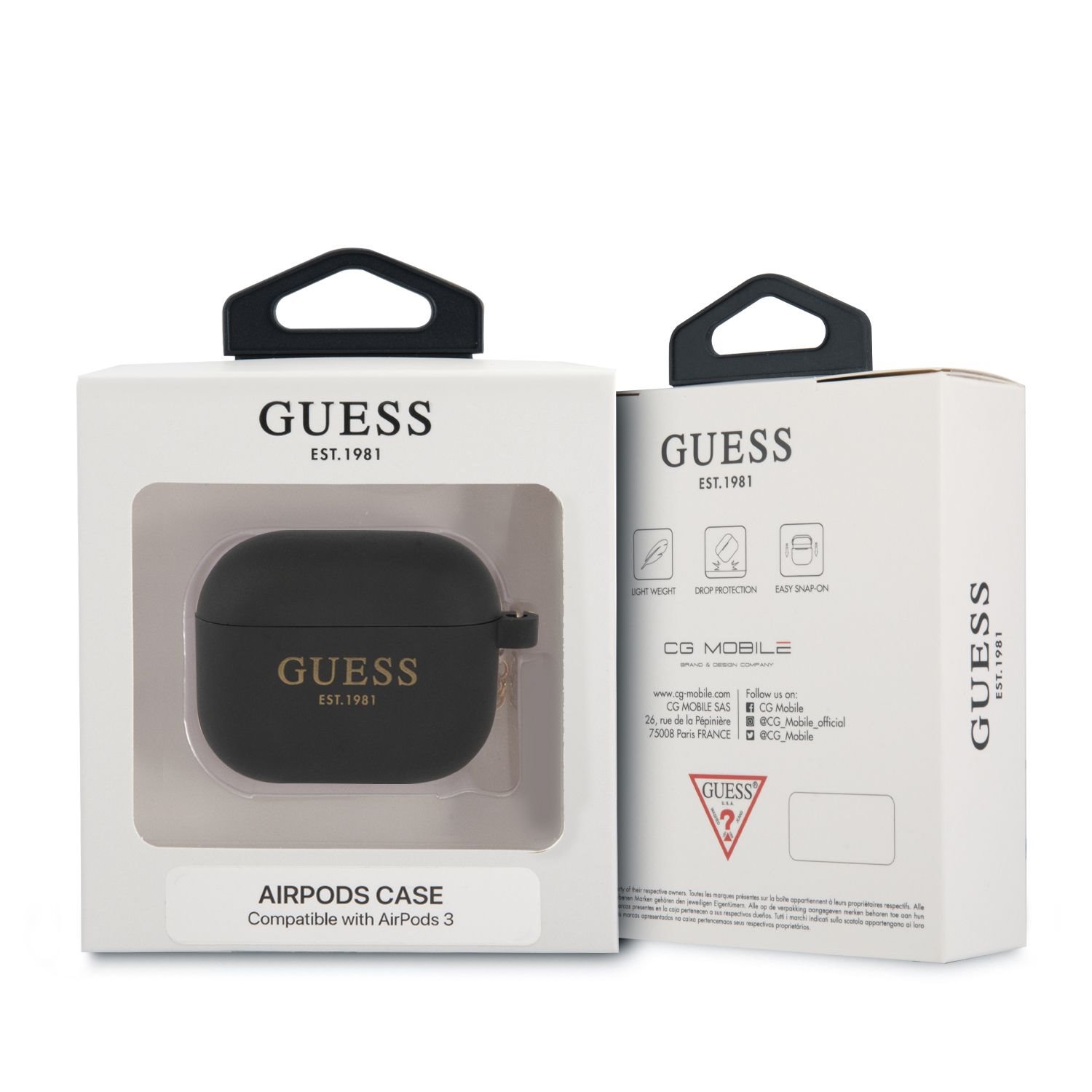 Silikonové pouzdro Guess 4G Charms pro Airpods 3, černá