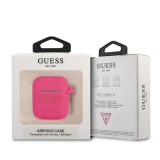 Silikonové pouzdro Guess 4G Charms pro Airpods 1/2, fuchsiová