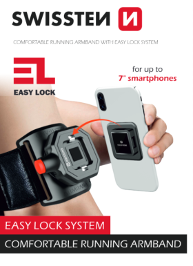 Držiak Swissten Easy Lock Armband, čierna