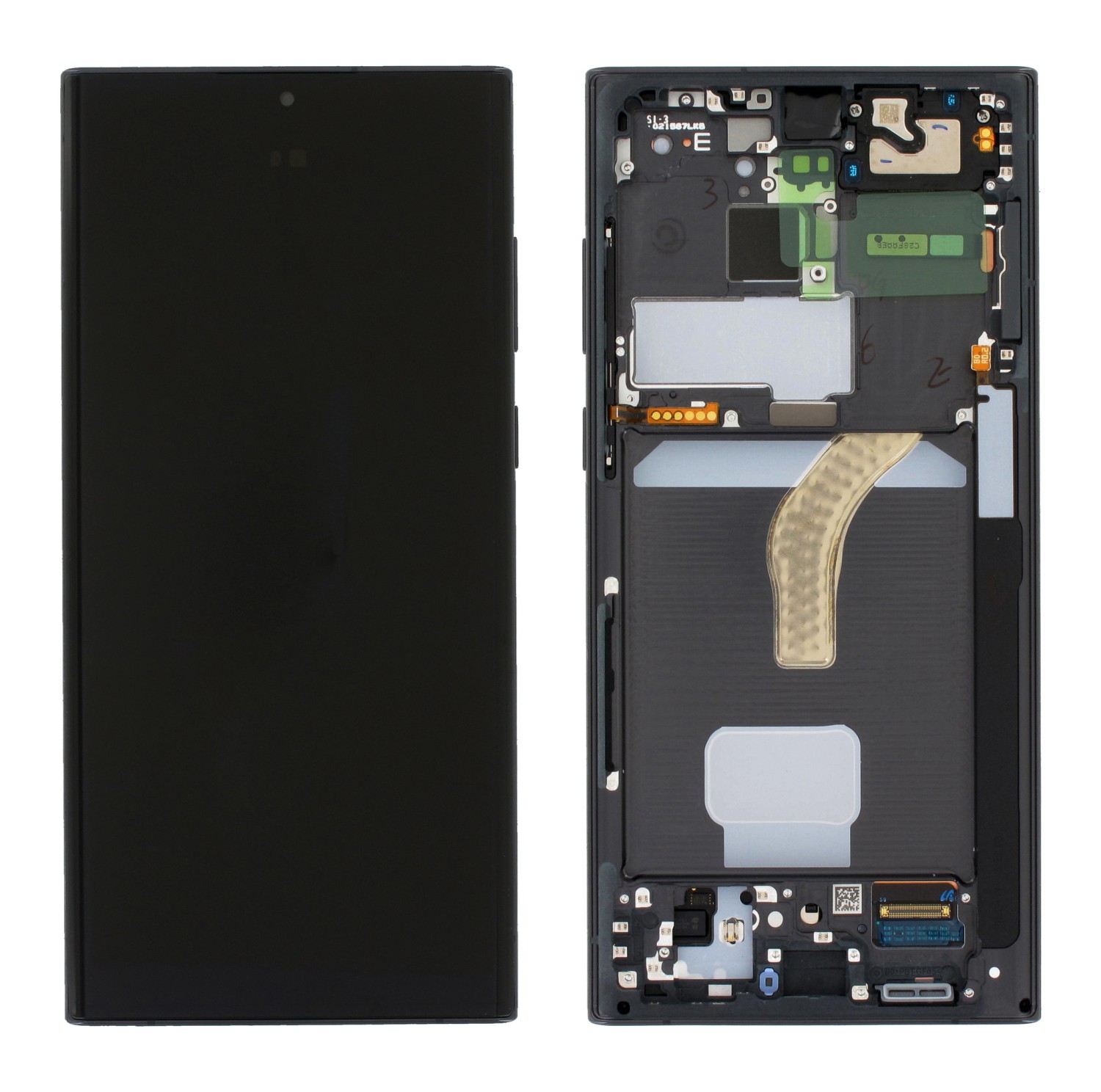 LCD + dotyková deska + přední kryt pro Samsung Galaxy S21 Ultra, phantom black ( Service Pack)