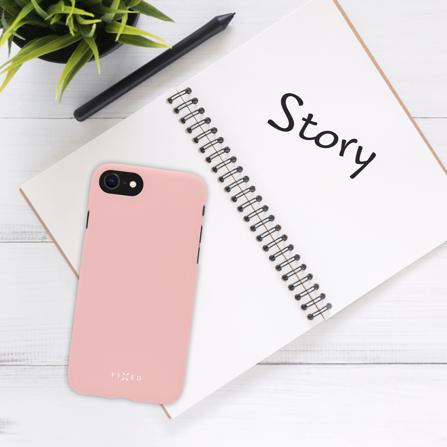 Zadní pogumovaný kryt FIXED Story pro Apple iPhone 14, růžová