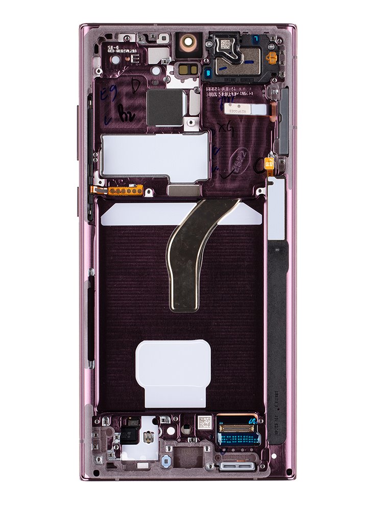 LCD + dotyková doska + predný kryt pre Samsung Galaxy S22 Ultra, burgundy (Service Pack)