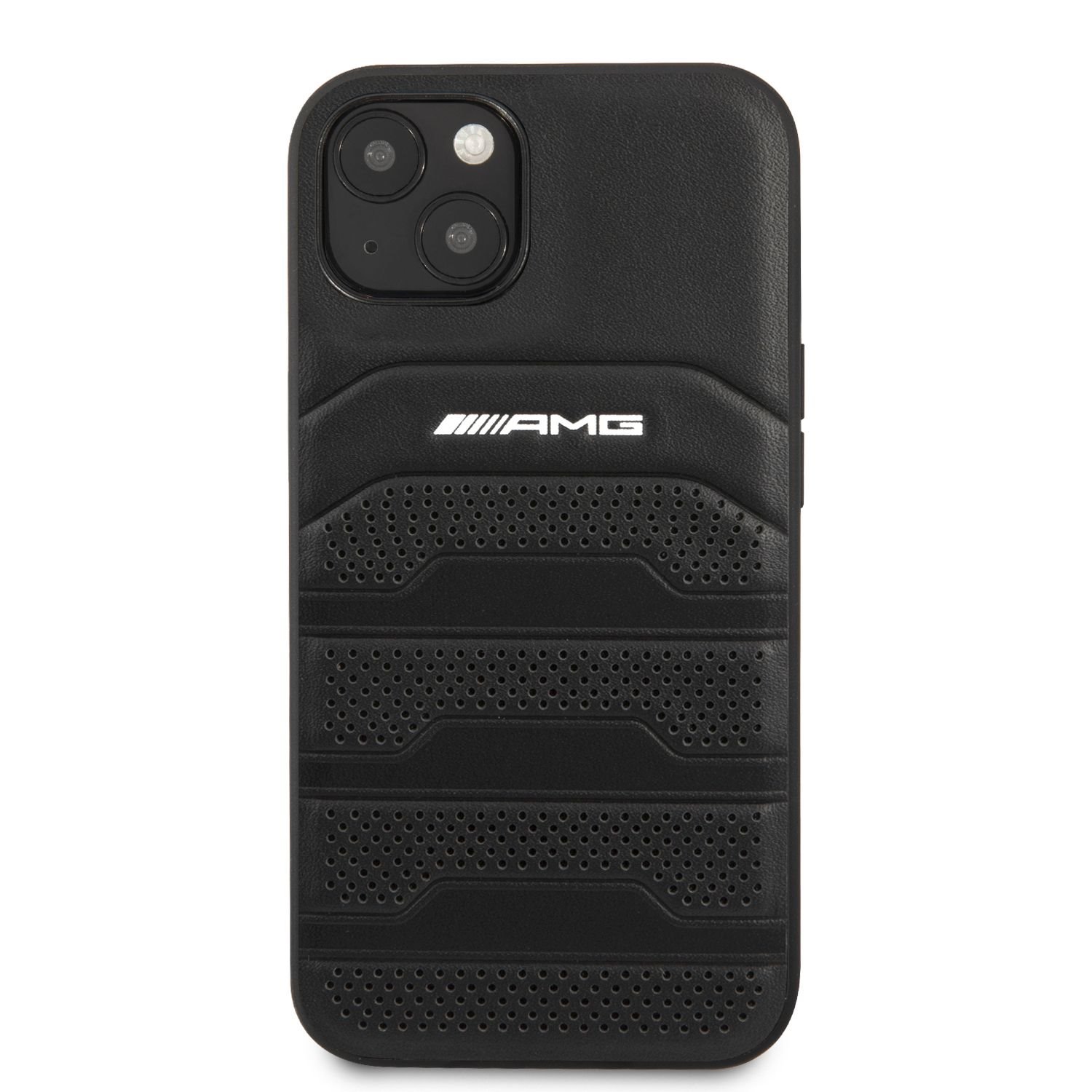 AMG Genuine Leather Perforated Zadní Kryt pro iPhone 13 Black