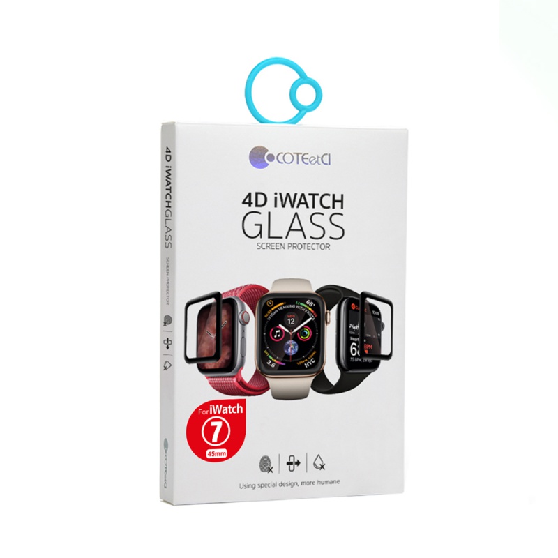 Sklo COTEetCI 4D Black-Rim Full Glue Glass pro Apple Watch 7 - 45mm