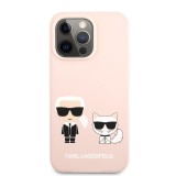 Silikonové pouzdro Karl Lagerfeld and Choupette Liquid Silicone s MagSafe pro Apple iPhone 13 Pro Max, růžová