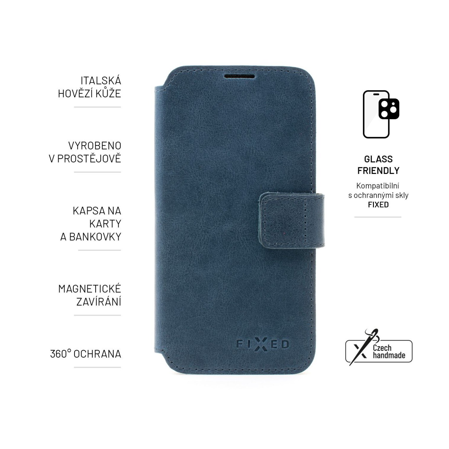 Kožené pouzdro typu kniha FIXED ProFit pro Samsung Galaxy M53 5G, modrá