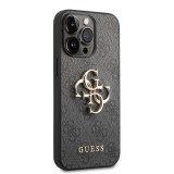 Zadní kryt Guess PU 4G Metal Logo pro Apple iPhone 14 Pro Max, šedá