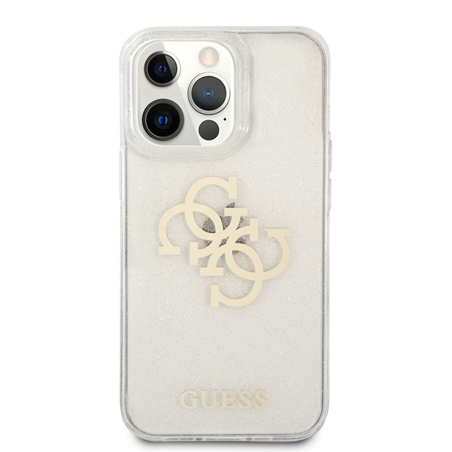 Zadní kryt Guess TPU Big 4G Full Glitter pro Apple iPhone 14 Pro Max, transparentní