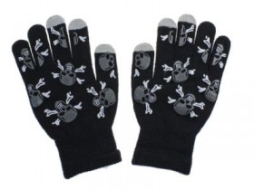 Rukavice na dotykový displej SKULL čierne