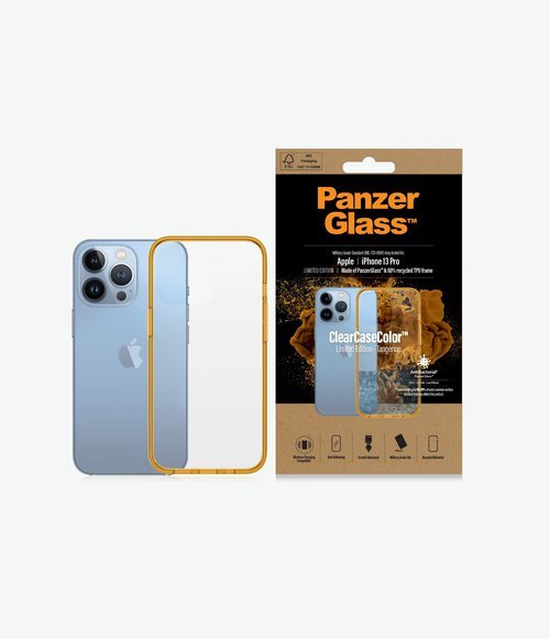 Zadný kryt PanzerGlass ClearCase pre Apple iPhone 13 Pro, tangerine