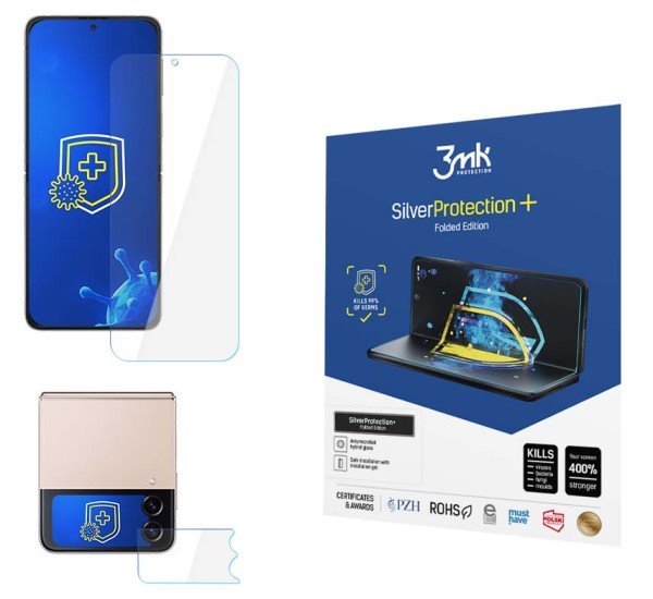 Ochranná antimikrobiálna 3mk fólia SilverProtection+ FE pre Samsung Galaxy Z Flip4 (vonkajšia + vnútorná) (vonkajšia + vnútorná)