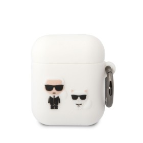 Silikónové puzdro Karl Lagerfeld and Choupette pre Airpods 1/2, biela