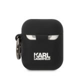 Silikonové pouzdro Karl Lagerfeld and Choupette pro Airpods 1/2, černá