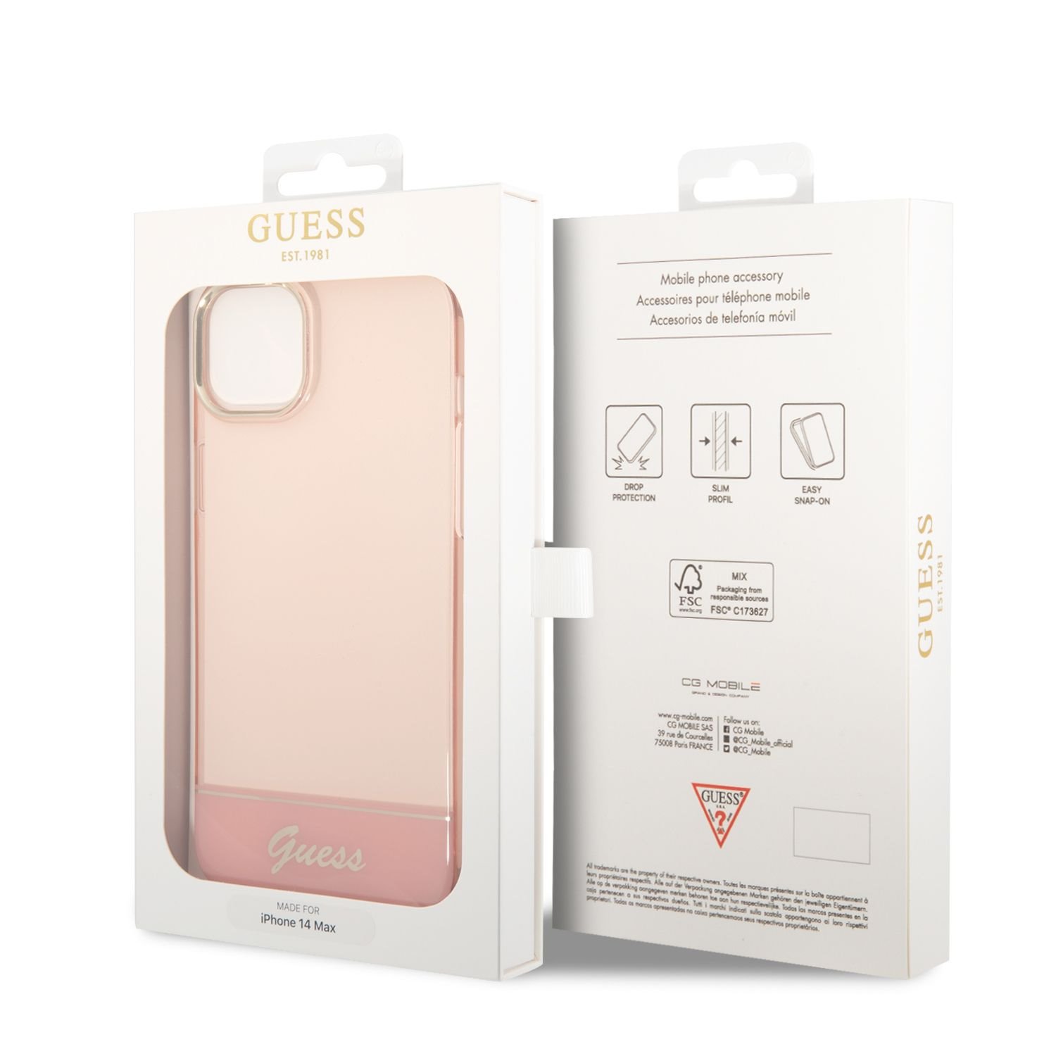 Zadní kryt Guess PC/TPU Camera Outline Translucent pro Apple iPhone 14 Plus, růžová