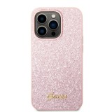 Zadní kryt Guess PC/TPU Glitter Flakes Metal Logo pro Apple iPhone 14 Pro Max, růžová