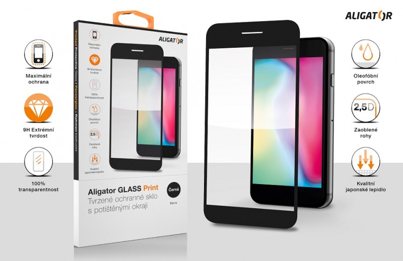 Ochranné tvrzené sklo GLASS PRINT Vivo Y76 5G, černá