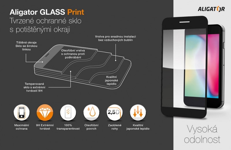 Ochranné tvrzené sklo GLASS PRINT Vivo Y76 5G, černá