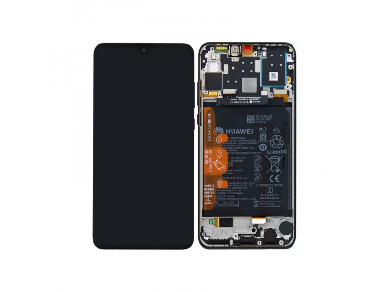 LCD + dotyk + rámček + batéria pre Huawei P30 Lite 64GB New Edition, black (Service Pack)