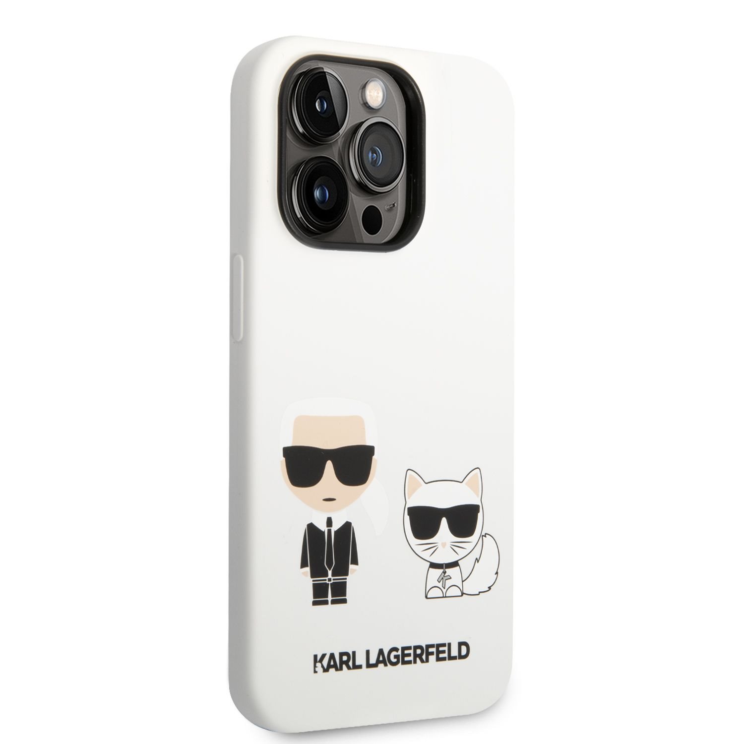 Silikónové puzdro Karl Lagerfeld and Choupette Liquid Silicone pre Apple iPhone 14 Pro Max, white