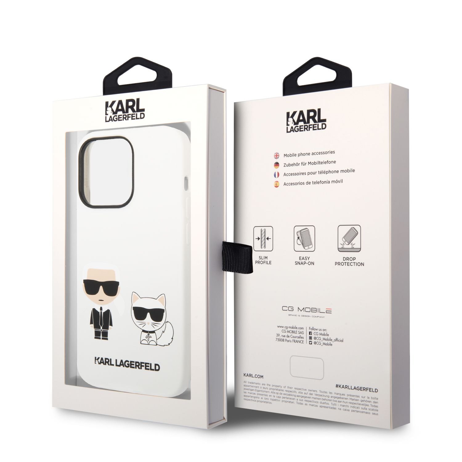 Silikónové puzdro Karl Lagerfeld and Choupette Liquid Silicone pre Apple iPhone 14 Pro Max, white