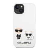 Silikónové puzdro Karl Lagerfeld and Choupette Liquid Silicone pre Apple iPhone 14 Plus, biela