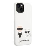 Silikónové puzdro Karl Lagerfeld and Choupette Liquid Silicone pre Apple iPhone 14, biela