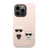 Silikónové puzdro Karl Lagerfeld and Choupette Liquid Silicone pre Apple iPhone 14 Pro Max, ružová