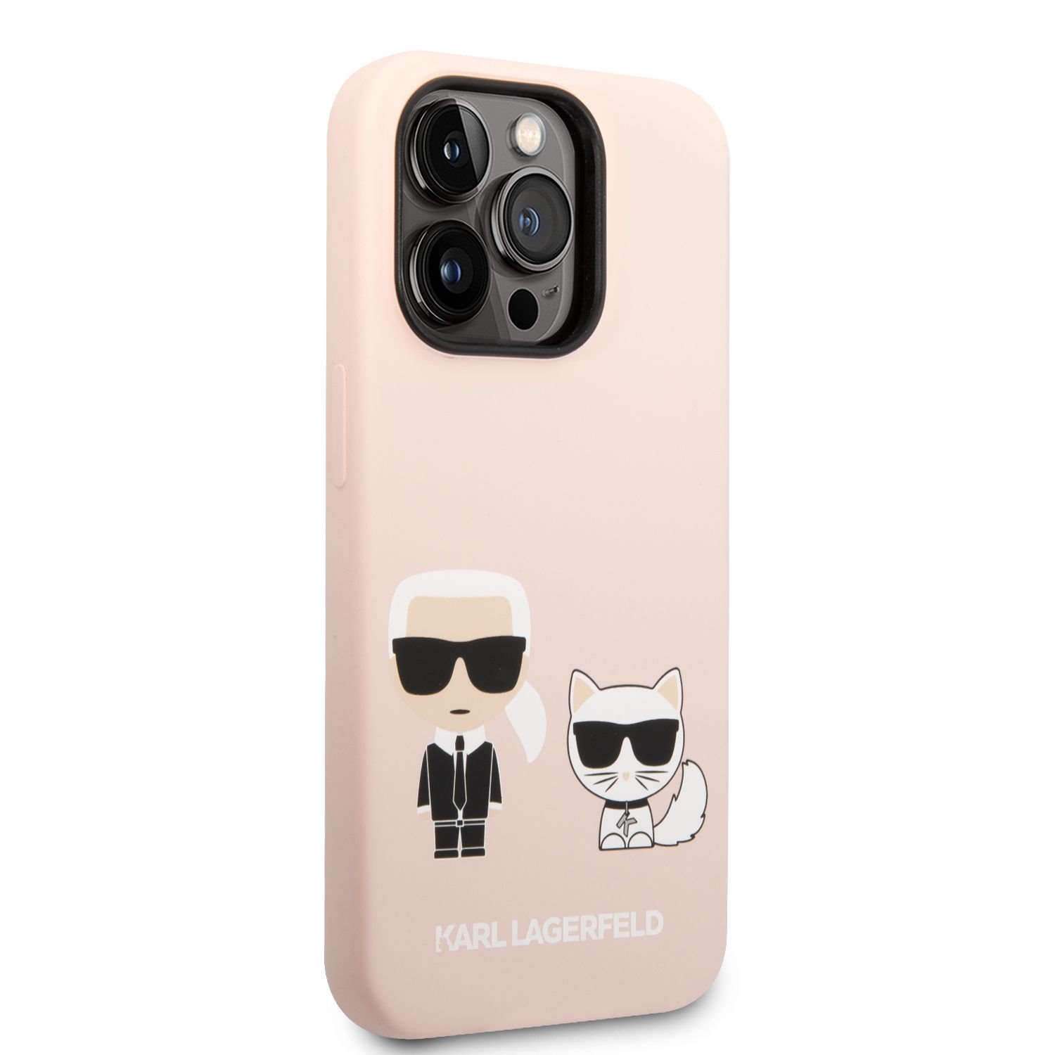 Silikónové púzdro Karl Lagerfeld and Choupette Liquid Silicone pre Apple iPhone 14 Pro, ružová