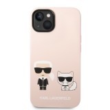 Silikónové púzdro Karl Lagerfeld and Choupette Liquid Silicone pre Apple iPhone 14, ružová