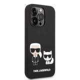 Silikónové púzdro Karl Lagerfeld and Choupette Liquid Silicone pre Apple iPhone 14 Pro Max, čierna