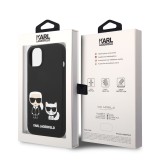 Silikónové puzdro Karl Lagerfeld and Choupette Liquid Silicone pre Apple iPhone 14 Plus, čierna
