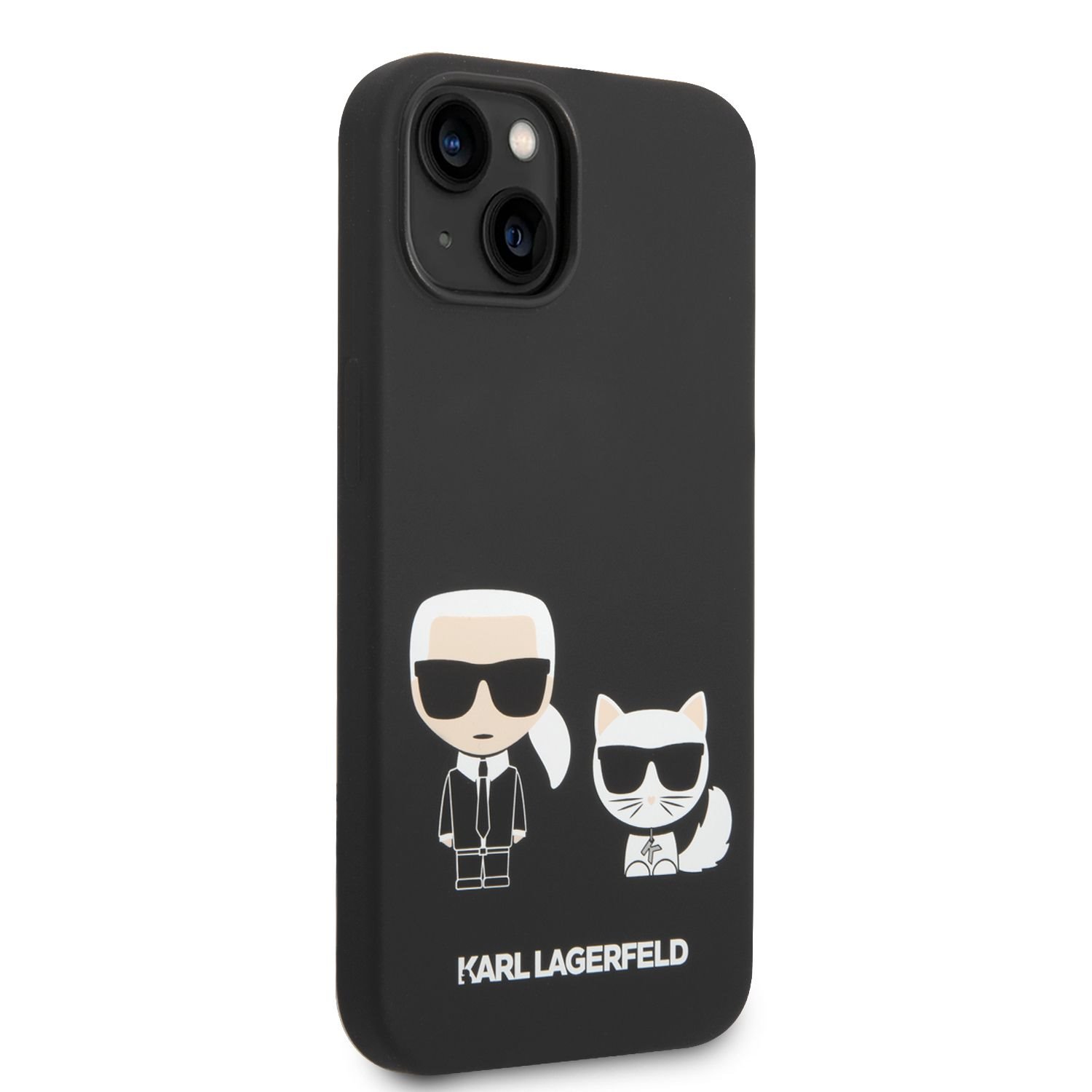 Silikónové puzdro Karl Lagerfeld and Choupette Liquid Silicone pre Apple iPhone 14 Plus, čierna