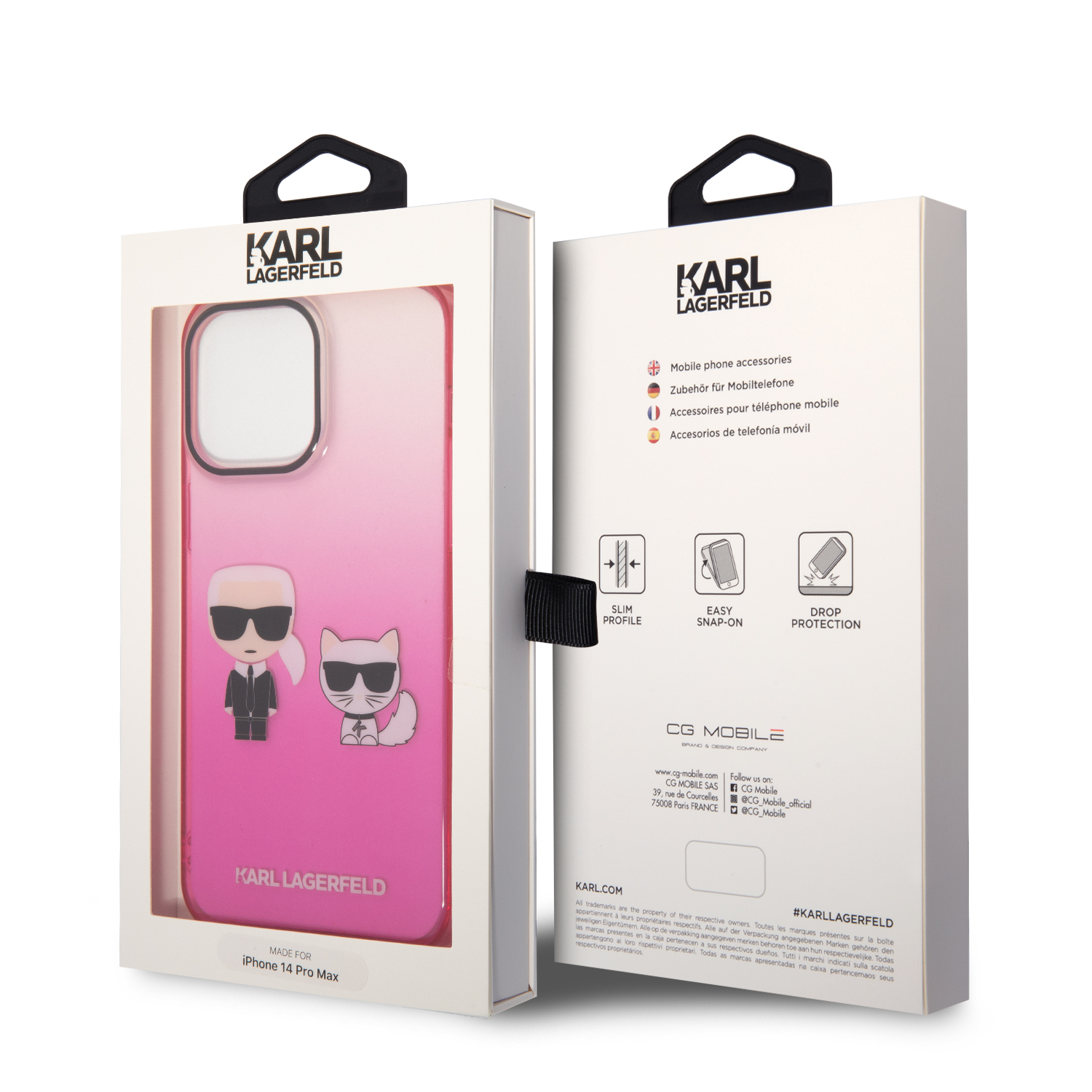 Zadný Kryt Karl Lagerfeld Gradient Karl and Choupette pre Apple iPhone 14 Pro Max, ružová