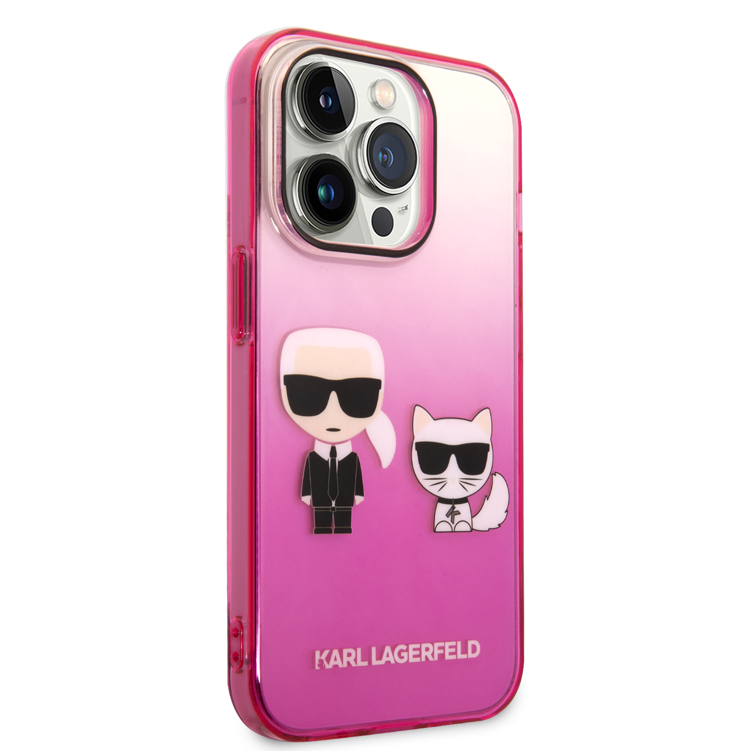 Zadný Kryt Karl Lagerfeld Gradient Karl and Choupette pre Apple iPhone 14 Pro, ružová
