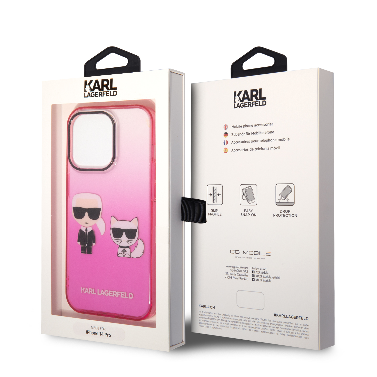 Zadný Kryt Karl Lagerfeld Gradient Karl and Choupette pre Apple iPhone 14 Pro, ružová