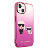 Zadný Kryt Karl Lagerfeld Gradient Karl and Choupette pre Apple iPhone 14, ružová