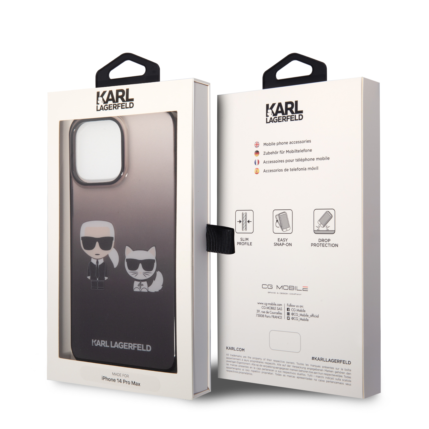Zadný Kryt Karl Lagerfeld Gradient Karl and Choupette pre Apple iPhone 14 Pro Max, čierna
