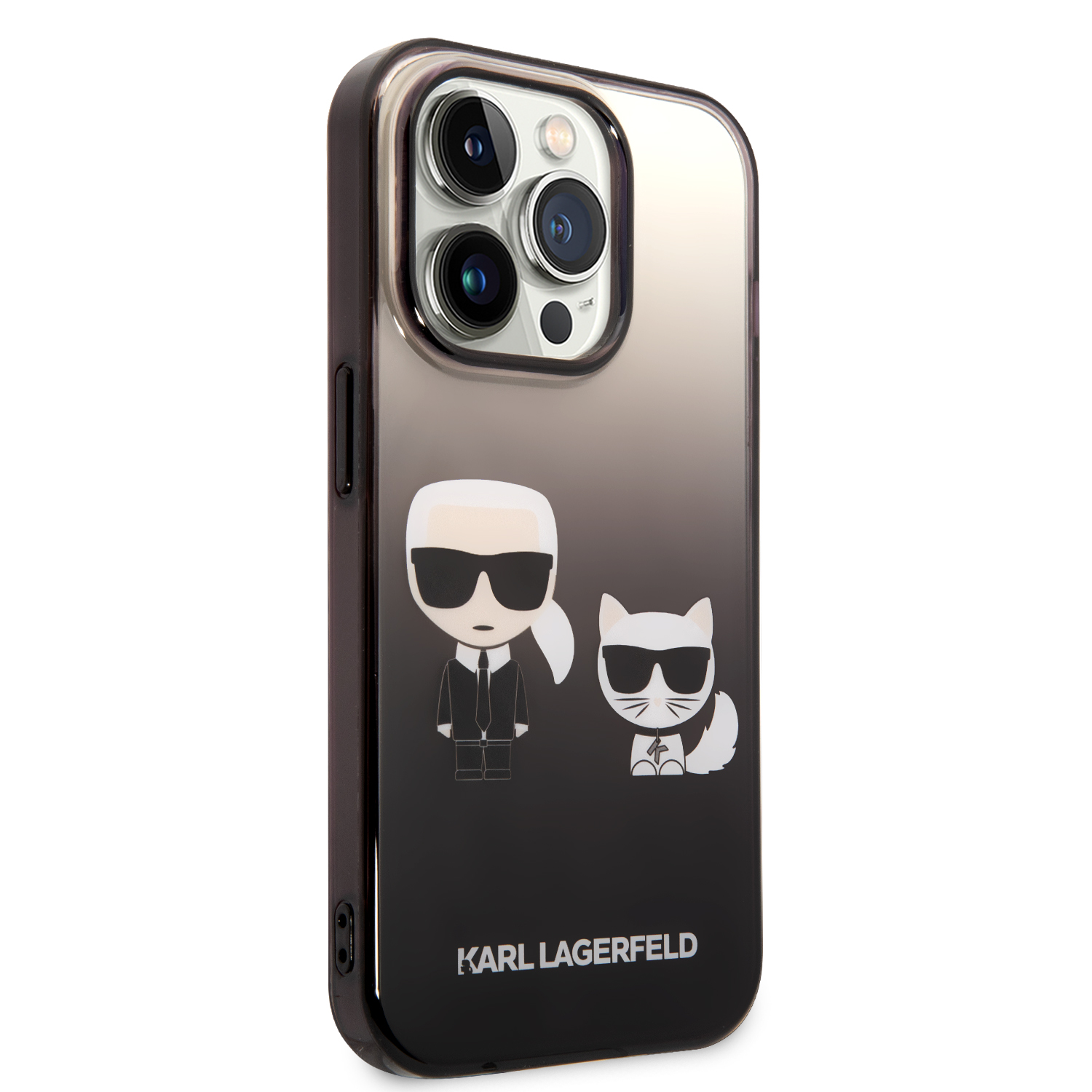 Zadný Kryt Karl Lagerfeld Gradient Karl and Choupette pre Apple iPhone 14 Pro, čierna