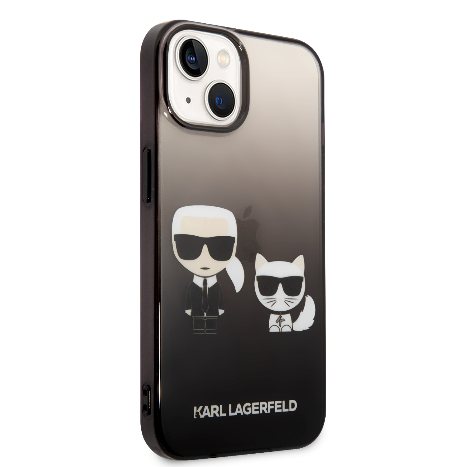Karl Lagerfeld Gradient Karl and Choupette Zadný Kryt pre iPhone 14 Black