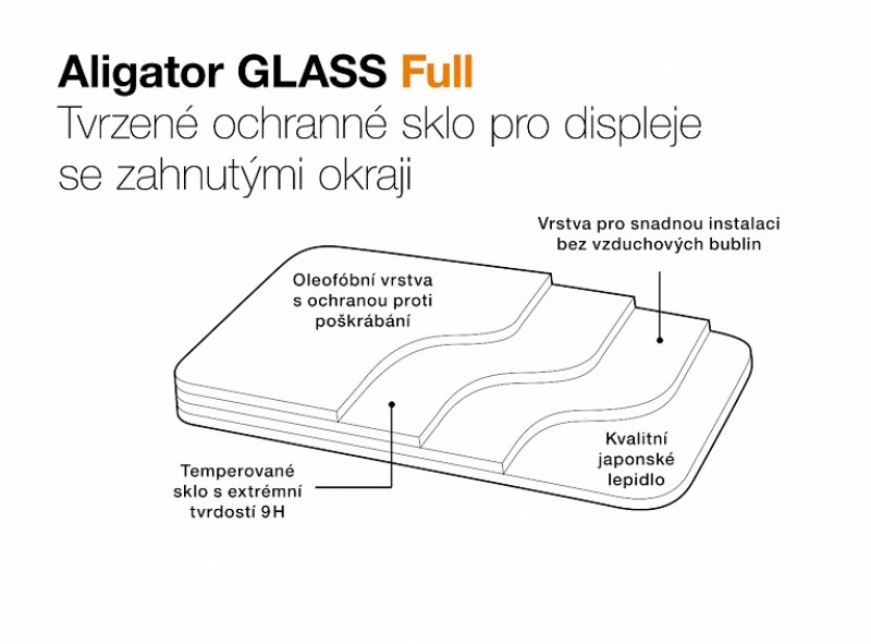 Ochranné tvrdené sklo ALIGATOR GLASS FULL Honor 70, čierna