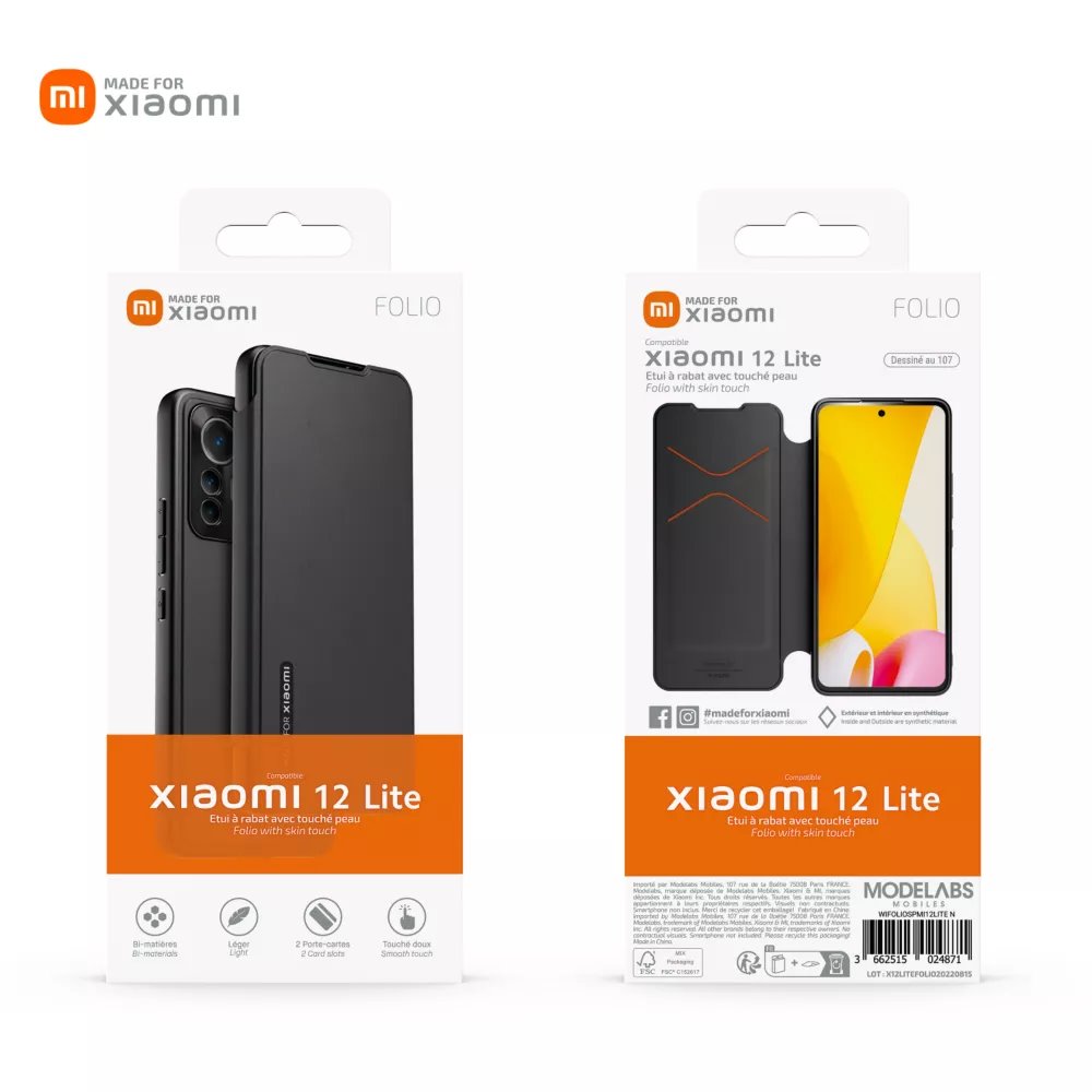 Flipové pouzdro Made for Xiaomi Book pro Xiaomi 12 Lite 5G, černá