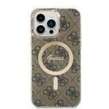 Guess 4G MagSafe Kompatibilní Zadní Kryt + Bezdrátová Nabíječka pro iPhone 14 Pro Max Brown