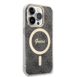 Guess 4G MagSafe Kompatibilný Zadný Kryt + Bezdrôtová Nabíjačka pre iPhone 14 Pro Black
