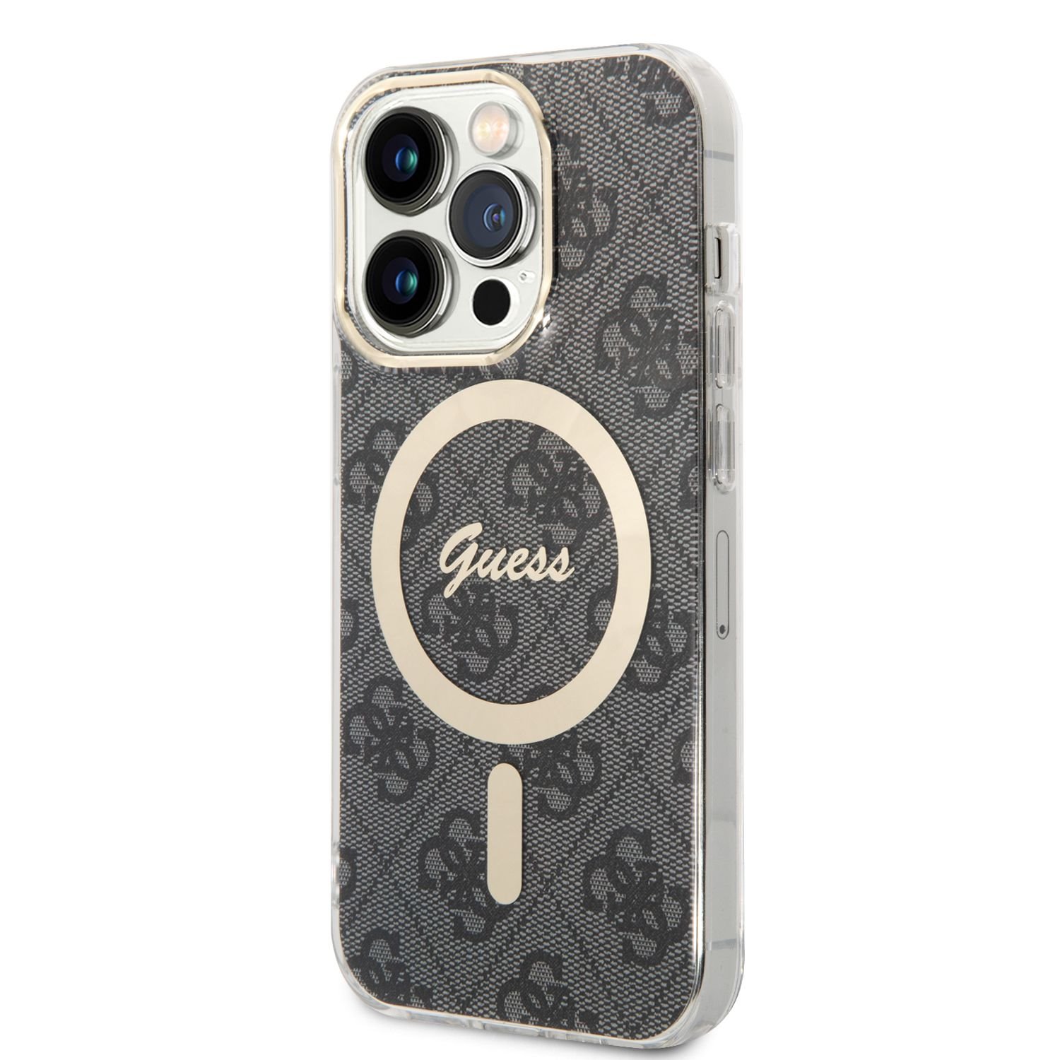 Guess 4G MagSafe Kompatibilný Zadný Kryt + Bezdrôtová Nabíjačka pre iPhone 14 Pro Black