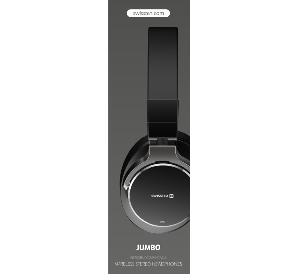 Sluchátka Bluetooth SWISSTEN JUMBO, bezdrátová, černá