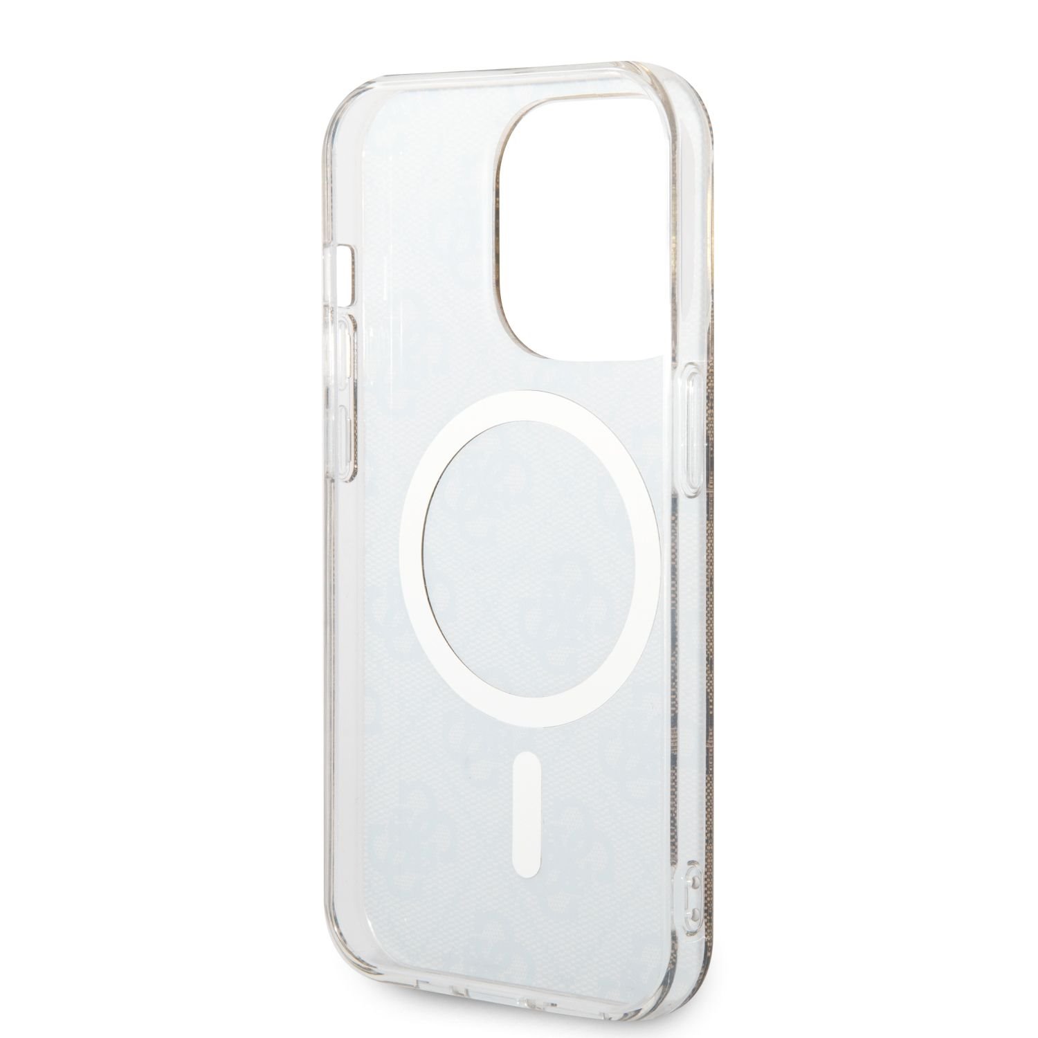 Kompatibilný zadný kryt Guess 4G MagSafe + bezdrôtová nabíjačka pre Apple iPhone 14 Pro, hnedá