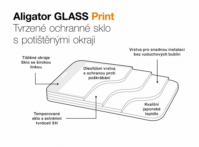 Ochranné tvrzené sklo GLASS PRINT pro Samsung A13 4G, černá